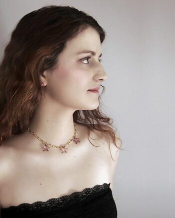 collier ras de cou chaine dorée 3 étoiles svarowski