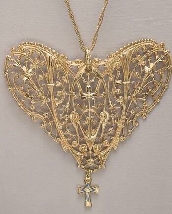 Coller or coeur byzance croix émaillée