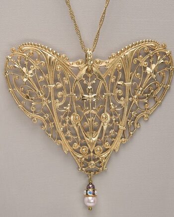 collier or coeur byzance perle rose