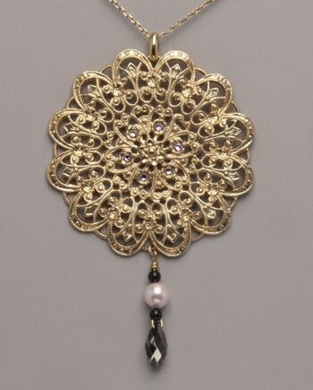 Collier princesse or perle nacre brillant noir