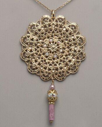 collier or princesse perle cilyndrique rose vintage